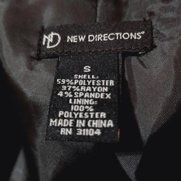 NEW DIRECTIONS BLACK SINGLE ONE BUTTON BREASTED RUCHED SLEEVES SIZE S NWOT - Picture 4 of 6
